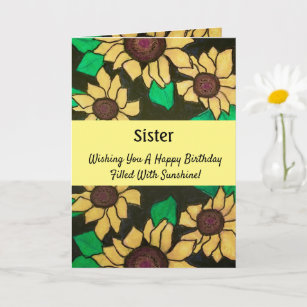 Zuster Sunny Sunflower Happy Birthday Kaart