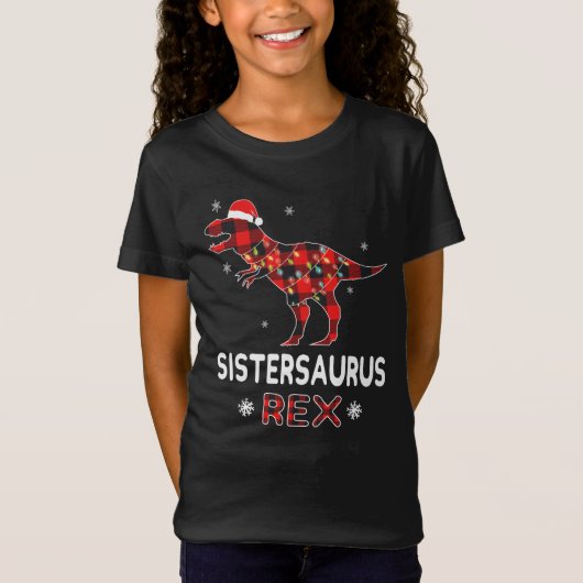 Zuster T-Rex Red Pset Buffalo kerstdinosaurus T-shirt (Voorkant)