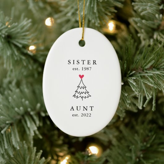 zuster | Tante Year Est. Christmas Keramisch Ornament (Boom)