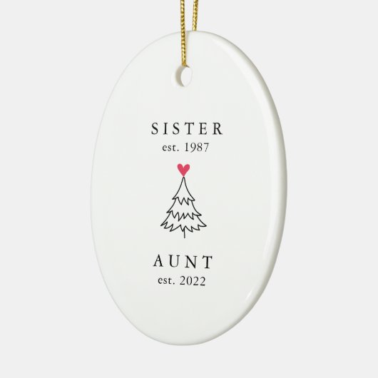 zuster | Tante Year Est. Christmas Keramisch Ornament (Links)