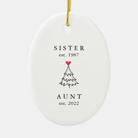 zuster | Tante Year Est. Christmas Keramisch Ornament (Voorkant)