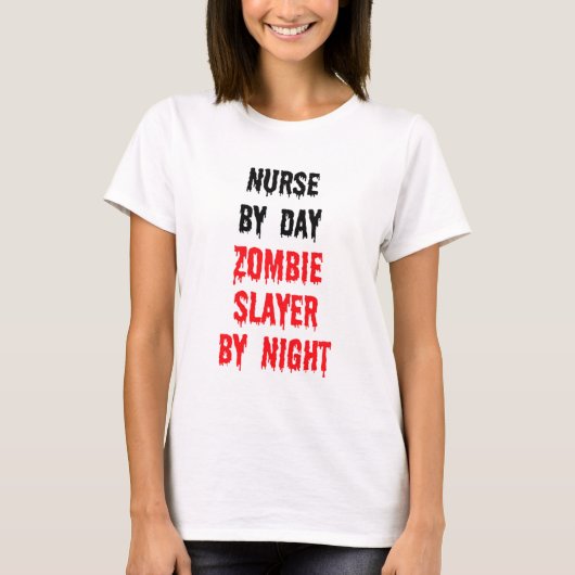 Zuster tegen dag Zombie-laag tegen nacht T-shirt (Voorkant)