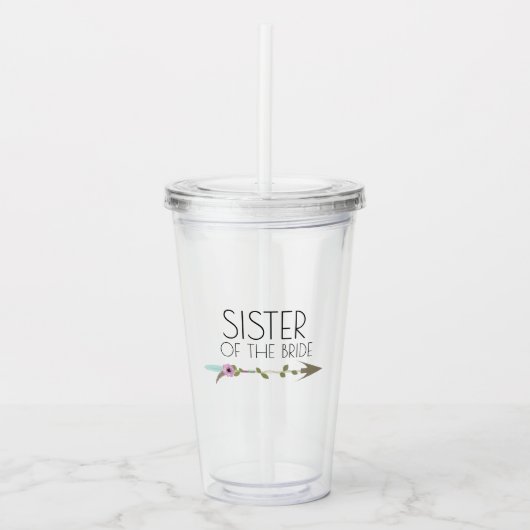 Zuster Tribale Bloem Arrow Bruiloft Bachlorette Acryl Drinkbeker (Voorkant)