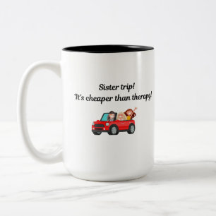 Zuster trip! Het is goedkoper dan therapie! Tweeto Tweekleurige Koffiemok