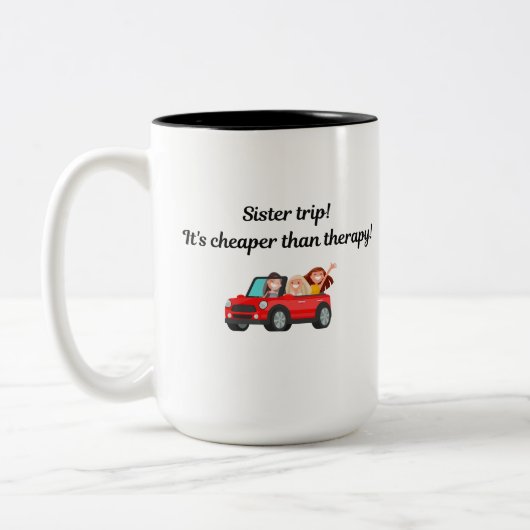Zuster trip! Het is goedkoper dan therapie! Tweeto Tweekleurige Koffiemok (Links)