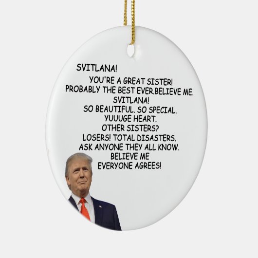 Zuster Trump kerstcadeau voor zes kerstdagen Keramisch Ornament (Rechts)