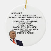 Zuster Trump kerstcadeau voor zes kerstdagen Keramisch Ornament (Voorkant)