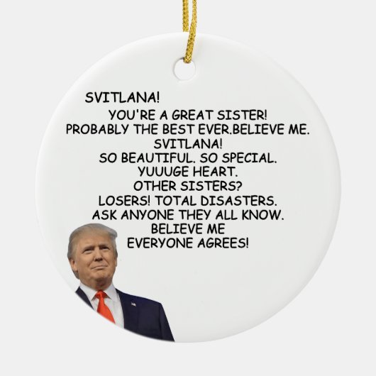 Zuster Trump kerstcadeau voor zes kerstdagen Keramisch Ornament (Voorkant)