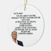 Zuster Trump kerstcadeau voor zes kerstdagen Keramisch Ornament (Links)