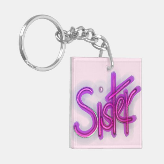 Zuster Typografie Paarse Sleutelhanger (Voorkant Links)