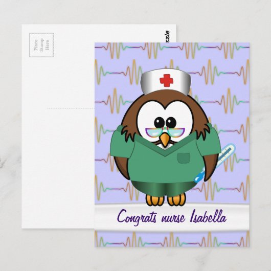 zuster uil briefkaart (Voorkant / Achterkant)
