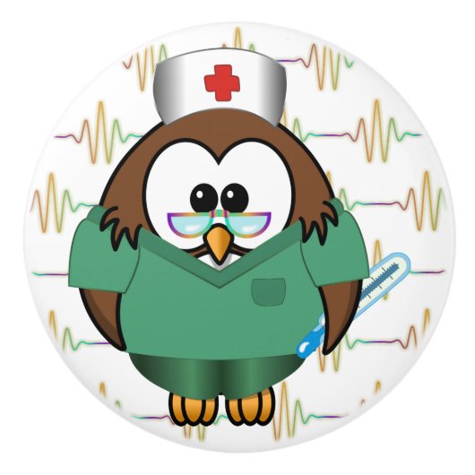 zuster uil keramische knop (Voorkant)