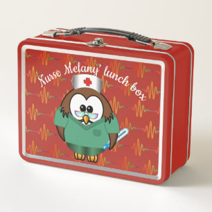 zuster uil - metalen lunchbox