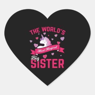 Zuster Unicorn Gift Big Sister Magical Unicorn Hart Sticker