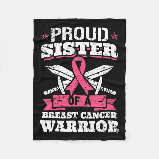 Zuster van borstkanker krijger roze bewustzijn rib fleece deken (Voorkant)