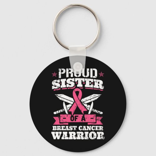 Zuster van borstkanker krijger roze bewustzijn rib sleutelhanger (Voorkant)