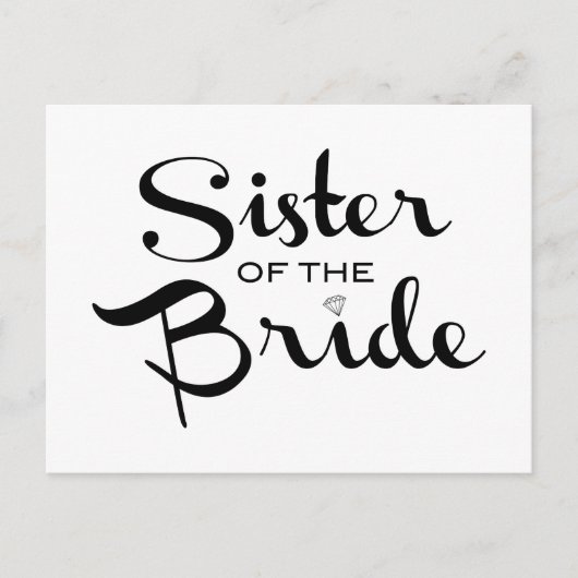 Zuster van Bride Black op White Briefkaart (Voorkant)