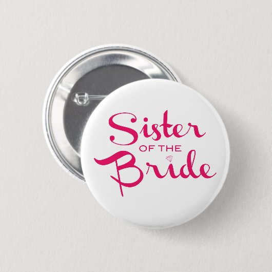 Zuster van Bride Pink op wit Ronde Button 5,7 Cm (Voorkant /achterkant)