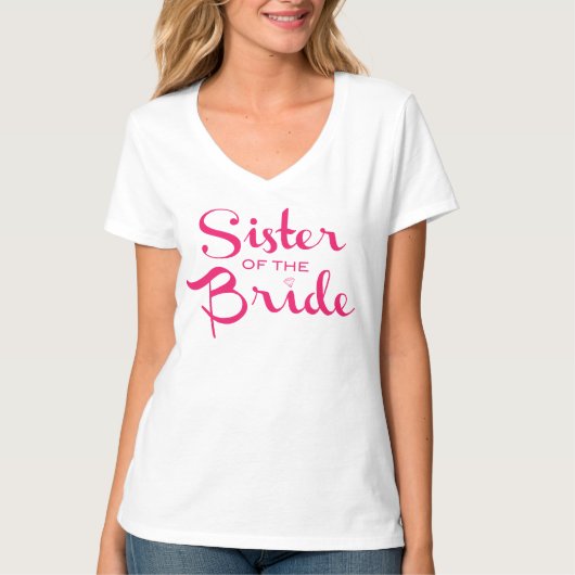 Zuster van Bride Pink op wit T-shirt (Voorkant)