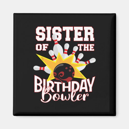 Zuster van de Birthday Bowler Kind Bowling Party Magneet (Voorkant)