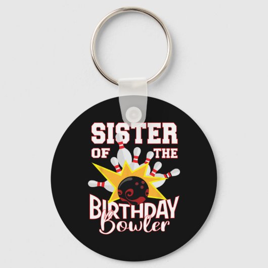 Zuster van de Birthday Bowler Kind Bowling Party Sleutelhanger (Voorkant)