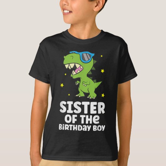 Zuster van de Birthday Boy Dinosaur Birthday T-shirt (Voorkant)