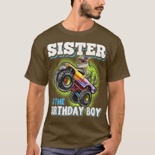 Zuster van de Birthday Boy Dinosaur Monster Truck T-shirt