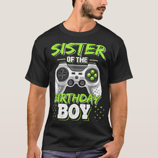 Zuster van de Birthday Boy Matching Video Game Bir T-shirt (Voorkant)