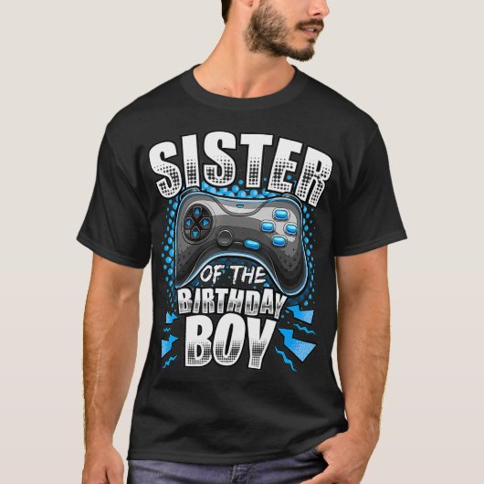 Zuster van de Birthday Boy Matching Video Game Bir T-shirt (Voorkant)