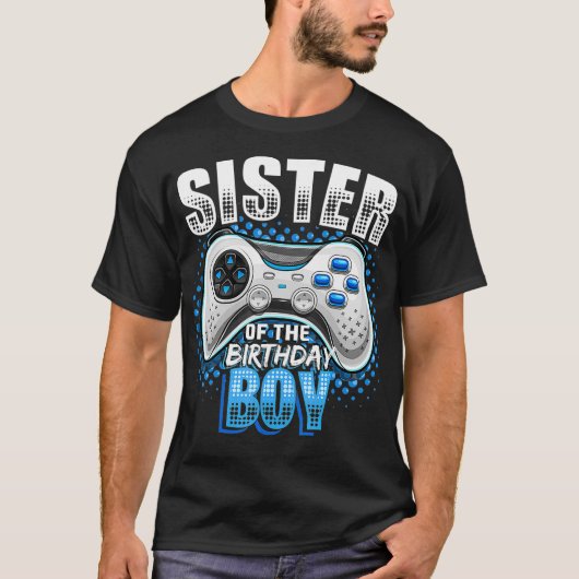 Zuster van de Birthday Boy Matching Video Game Bir T-shirt (Voorkant)