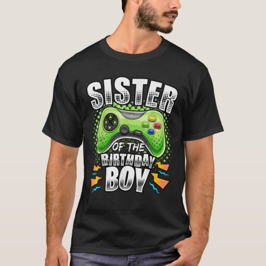 Zuster van de Birthday Boy Matching Video Game Bir T-shirt (Voorkant)