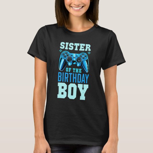 Zuster van de Birthday Boy Matching Video Gamer Bi T-shirt (Voorkant)