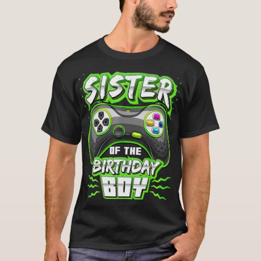 Zuster van de Birthday Boy Matching Video Gamer Pa T-shirt (Voorkant)