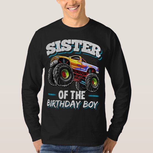 Zuster van de Birthday Boy Monster Truck Birthday T-shirt (Voorkant)
