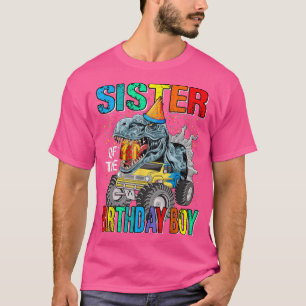 Zuster van de Birthday Boy Monster Truck Dinosaur T-shirt