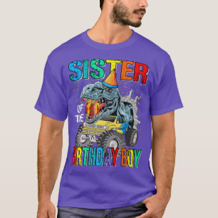 Zuster van de Birthday Boy Monster Truck Dinosaur T-shirt