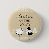 Zuster van de Bride Birds Wedding Button (Voorkant)