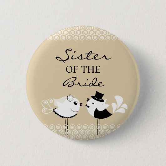 Zuster van de Bride Birds Wedding Button (Voorkant)