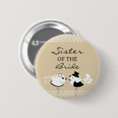 Zuster van de Bride Birds Wedding Button (Voorkant /achterkant)