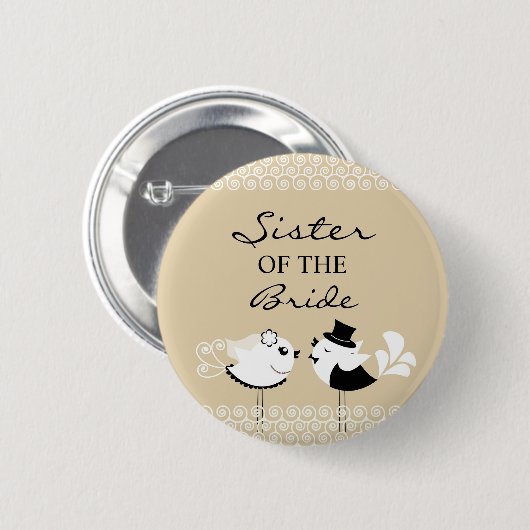 Zuster van de Bride Birds Wedding Button (Voorkant /achterkant)