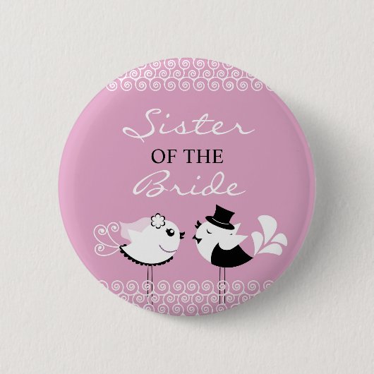 Zuster van de Bride Birds Wedding Button (Voorkant)