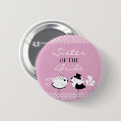 Zuster van de Bride Birds Wedding Button (Voorkant /achterkant)