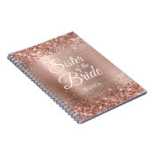 Zuster van de Bride Glittery Roos Gold Foil Notitieboek (Rechterzijde)