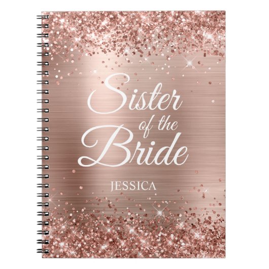 Zuster van de Bride Glittery Roos Gold Foil Notitieboek (Voorkant)