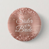 Zuster van de Bride Glittery Roos Gold Foil Ronde Button 5,7 Cm (Voorkant)