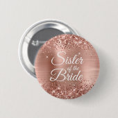 Zuster van de Bride Glittery Roos Gold Foil Ronde Button 5,7 Cm (Voorkant /achterkant)