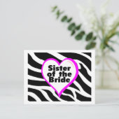 Zuster van de bride (Heart Zebra Print) Briefkaart (Staand voorkant)