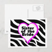 Zuster van de bride (Heart Zebra Print) Briefkaart (Voorkant / Achterkant)