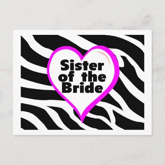 Zuster van de bride (Heart Zebra Print) Briefkaart (Voorkant)