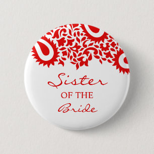 Zuster van de Bride Paisleys Wedding Button